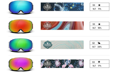 ski goggles with 4 lens colors