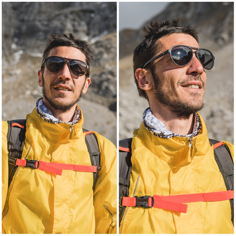a man with a rectangle face wearing sunglasses