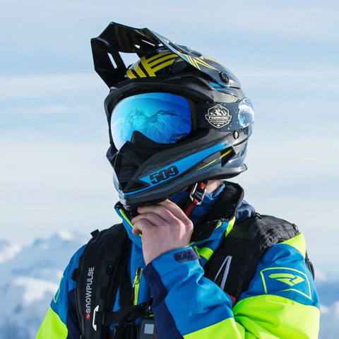 model in ski goggles